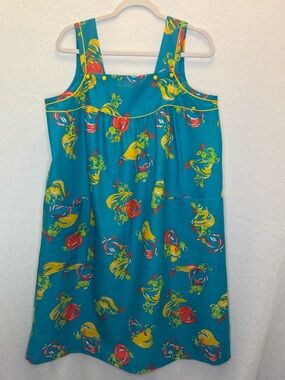 Rare Komar Vintage Teal Fruit House Nap Dress Grandmacore Fun